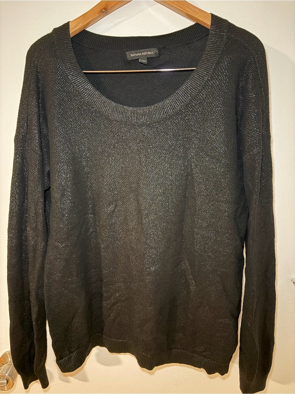 Banana Republic Black Metallic Scoop Neck Sweater